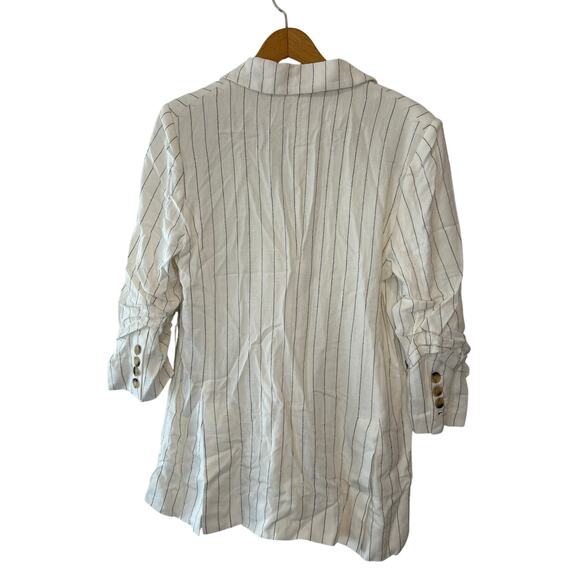 Anthropologie Bishop + Young Riviera Pinstripe Blazer Ivory Linen Blend L NWT - Picture 4 of 12
